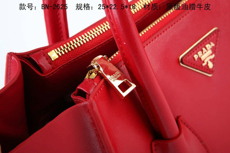 2014 Prada Calf Leather Tote Bag BN2625 red - Click Image to Close